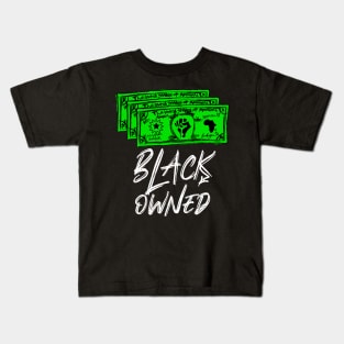 Black Owned White Lettering REbellion Bucks Money Kids T-Shirt